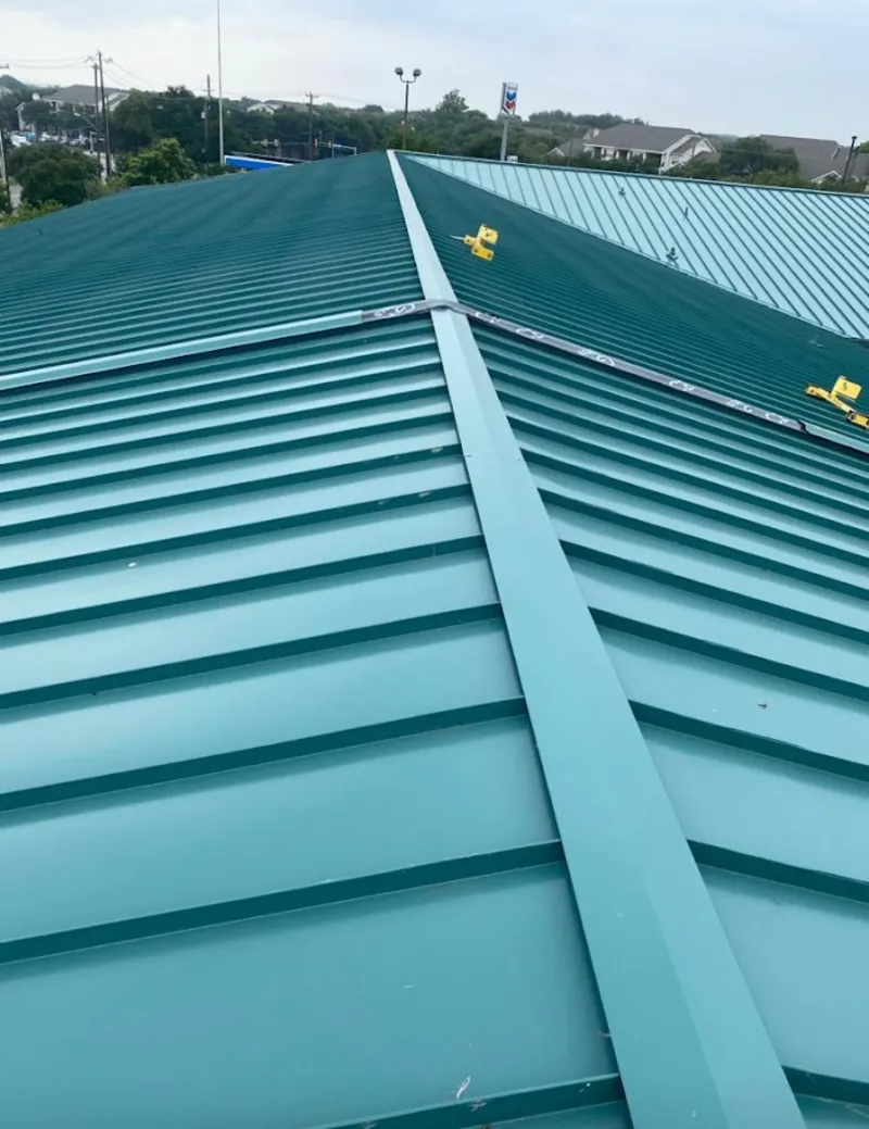 Green commercial metal roof ridge and valley for Metal Roof Repair in Hickory Hills